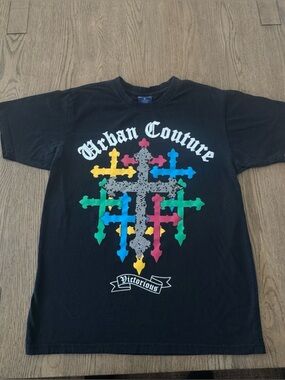 Victorious Urban Couture Graphic Tee Mens Medium Black Cross Streetwear Shirt